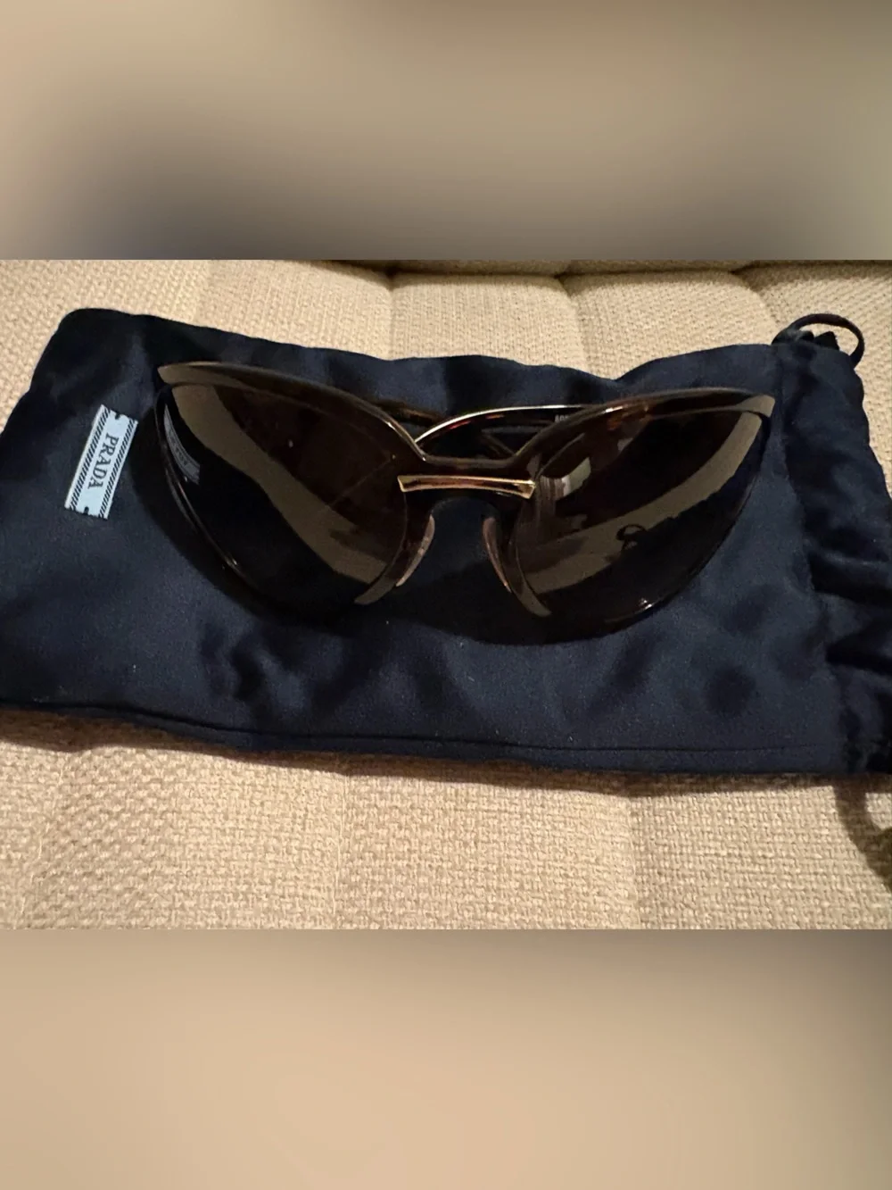 Prada Tortoiseshell Brown Oversized Sunglasses with Gold Bridge